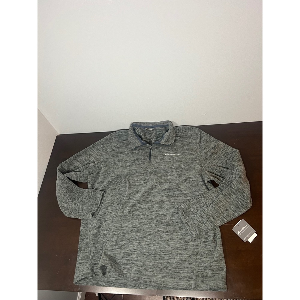 Eddie Bauer Mens Fleece Quarter Zip Pullover Charcoal Heather Grey EM32LK109